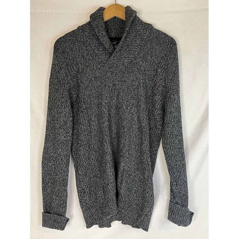 American Rag Grey Sweater Top Knit Collared Pullover Chunky Men's Large